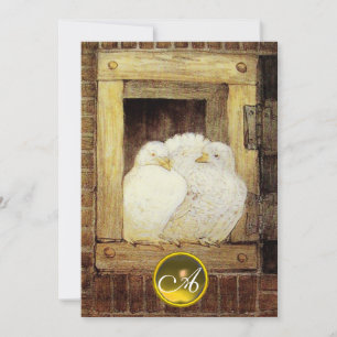 CONVITES POMBAS BRANCAS NA JANELA, MONOGRAMA DE GEMA DE CAS