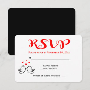 Convites Pombinhos de RSVP Vermelhos Corações de Noivado Ca