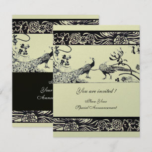 Convites POMBOS DE NOIVA, preto, papel metálico prateado