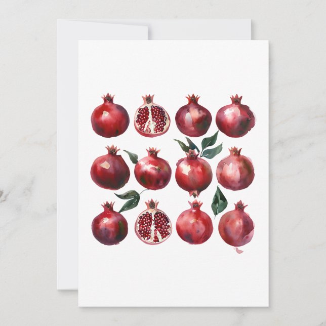 Convites Pomegranate Watercolor Art (Frente)