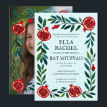 Convites Pomegranates B'nai Bat Bar Mitzvah Foto Personaliz<br><div class="desc">Cartão perfeito para anunciar um bar mitzvah, bat mitzvah ou outra celebração judaica! Mão fez arte para você! TOTALMENTE PERSONALIZÁVEL! Clique em "Personalizar" acima para editar o texto e adicionar sua foto ao verso. Clique em "editar usando a ferramenta design" para ajustar as fontes, as cores e os posicionamentos e...</div>