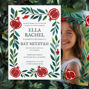 Convites Pomegranates B'nai Bat Bar Mitzvah Foto Personaliz
