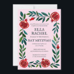 Convites Pomegranatos Bar de Bat Personalizado Mitzvah Wate<br><div class="desc">Cartão perfeito para anunciar um bar mitzvah, bat mitzvah ou outra celebração judaica! Mão fez arte para você! TOTALMENTE PERSONALIZÁVEL! Clique em "Personalizar" acima para editar o texto. Clique em "editar usando a ferramenta design" para ajustar as fontes, cores e posicionamentos. Você também pode mudar facilmente o estilo da placa...</div>