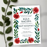 Convites Pomegranatos Bar de Bat Personalizado Mitzvah Wate<br><div class="desc">Cartão perfeito para anunciar um bar mitzvah, bat mitzvah ou outra celebração judaica! Mão fez arte para você! TOTALMENTE PERSONALIZÁVEL! Clique em "Personalizar" acima para editar o texto. Clique em "editar usando a ferramenta design" para ajustar as fontes, cores e posicionamentos. Você também pode mudar facilmente o estilo da placa...</div>