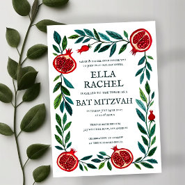 Convites Pomegranatos Bar de Bat Personalizado Mitzvah Wate