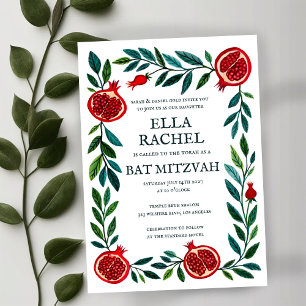 Convites Pomegranatos Bar de Bat Personalizado Mitzvah Wate