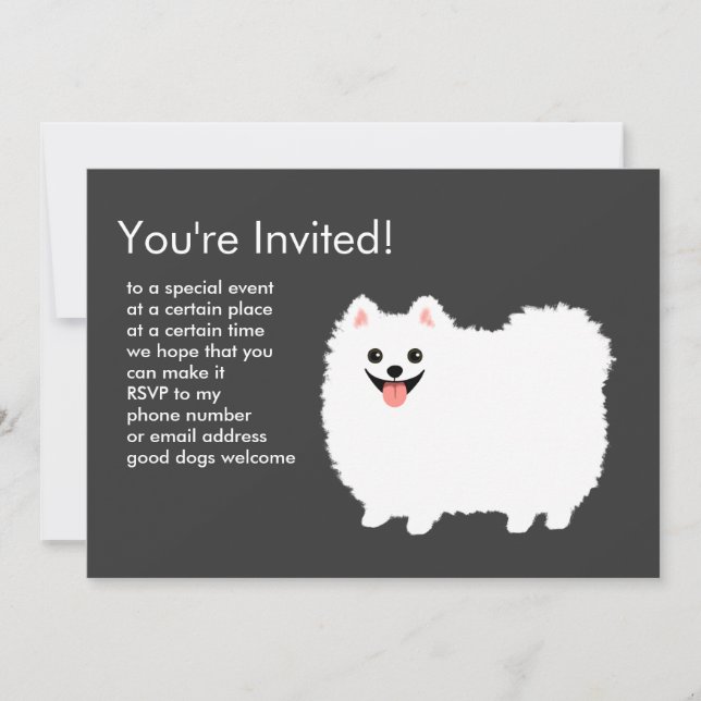 Convites Pomerânia Branco Fofinho (Frente)