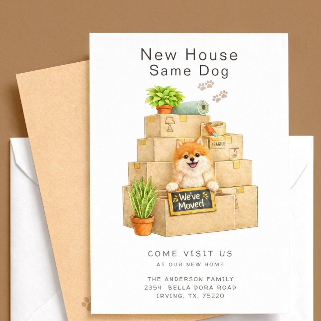 Convites Pomeranian New House Moving Announcement (Criador carregado)