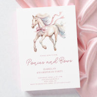 Pôneis e Laços Rosa Aquarela Aniversário de 8 Anos