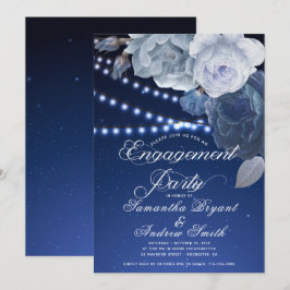 Convites Pontas de cordas Noivado Elegante Azul