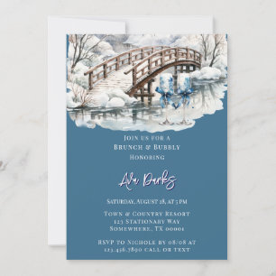 Convites Ponte de Wooden do Pond de inverno Brunch e Bubble