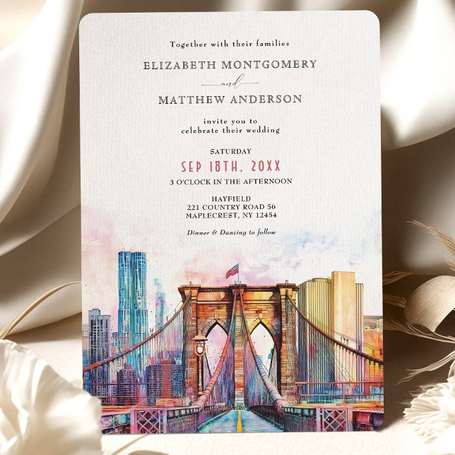 Convites Ponte Elegante do Brooklyn Nova Iorque Skyline (Criador carregado)