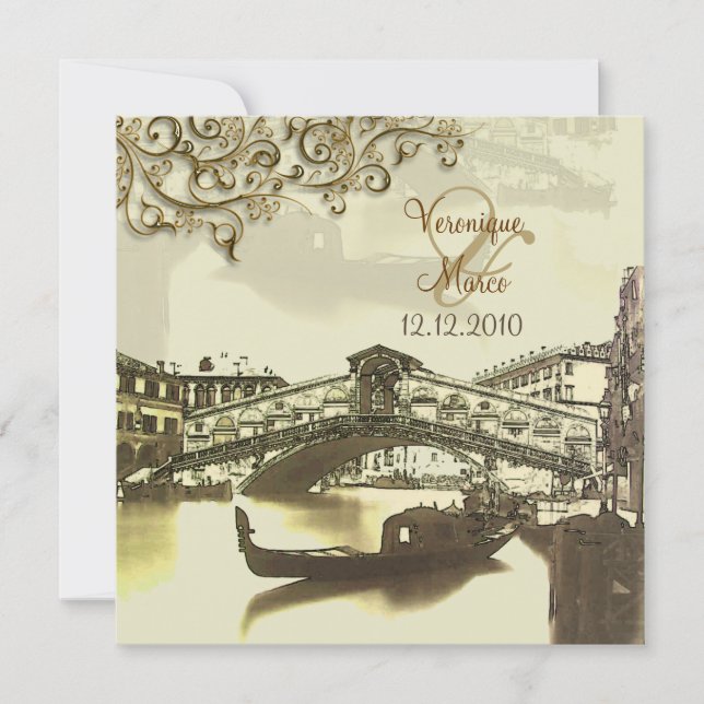 Convites Ponte PixDezines Vintage Venezia+Rialto (Frente)