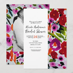 Convites Ponto de Cor Ousada Flores de Aquarela Cor de Tint