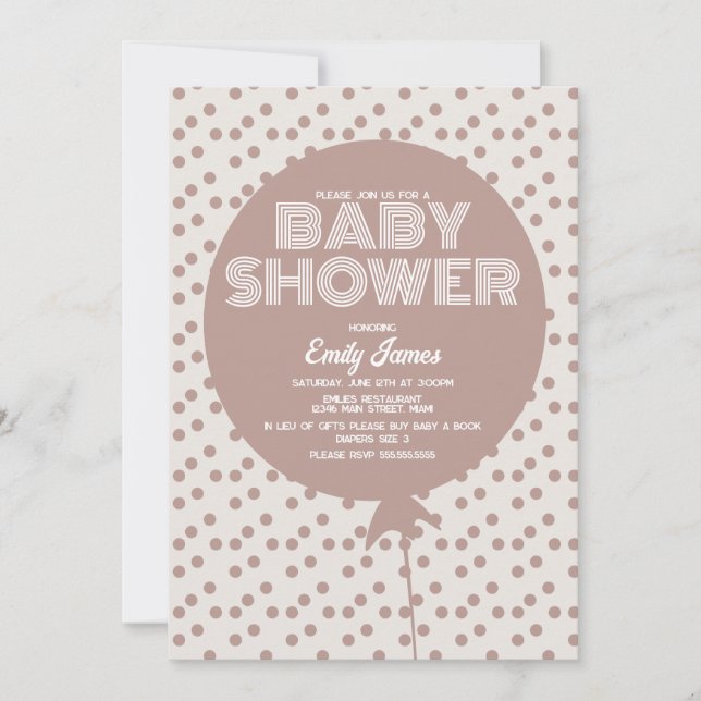 Convites Pontos Balões da Boêmia do chá de fraldas (Frente)