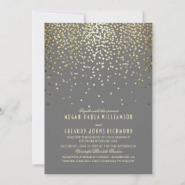 Convites Pontos de Confetti Dourados Elegantes e Casamento