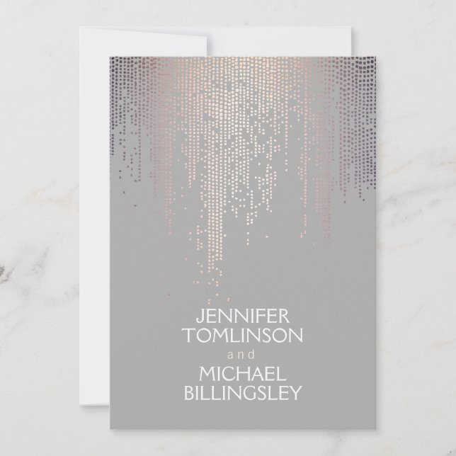 Convites Pontos de Confetti Escamuflados Elegantes em Cinza (Frente)