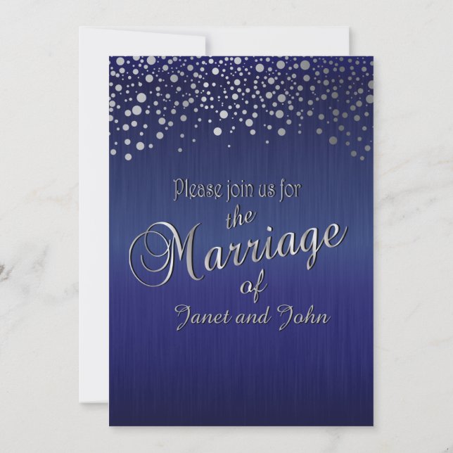 Convites Pontos de Confetti Na moda| Azul-safira (Verso)