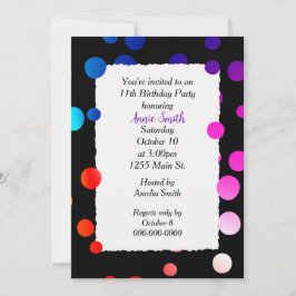 Convites Pontos do arco-íris da 11 Festa de aniversário