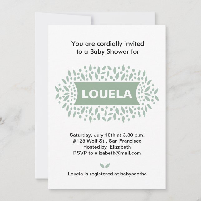 Convites pontos e folhas chá de fraldas (Frente)