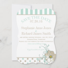 Convites PONTOS E LISTRAS EM BISQUE MENTA Save the Date