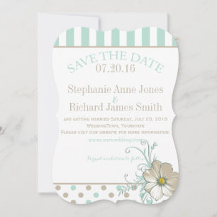 Convites PONTOS E LISTRAS EM BISQUE MENTA Save the Date