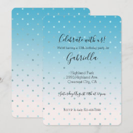 Convites Pontos Glam Aqua Ombre Aniversário    