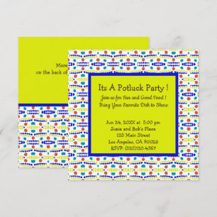 Convites Pontos Retro Padrão Azul Amarelo Azul Azul Azul A