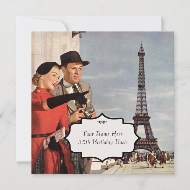 Convites Pontos Turísticos Antigos de Paris (Frente)