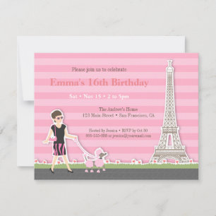 Convites Poodle Elegante Torre Eiffel Paris Festa de Aniver