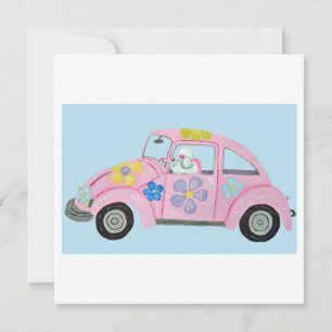 Convites Poodle Hippie no Carro do Amor da Criança Flor