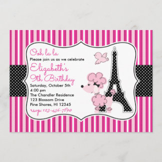 Convites Poodle Rosa em Concursos de Aniversário em Paris