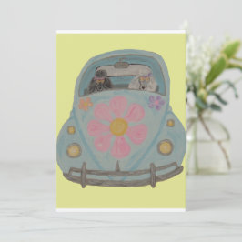 Convites Poodles Hippies no seu Carro de Amor Filhos das Fl