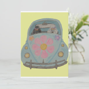 Convites Poodles Hippies no seu Carro de Amor Filhos das Fl