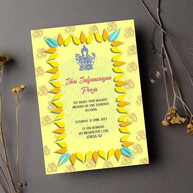 Convites Pooja Shri Satyanarayan indiano (Criador carregado)