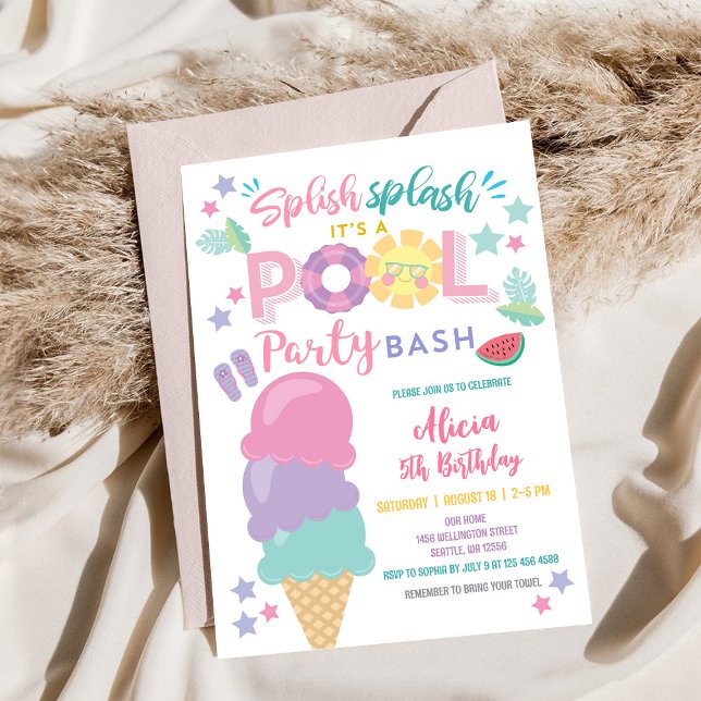 Convites Pool Party Birthday Invitation (Criador carregado)