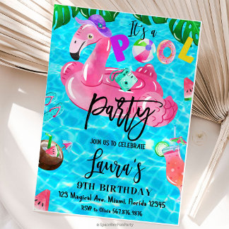 Convites Pool Party Birthday Sea party Tropical