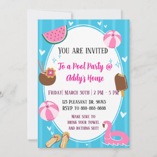 Convites Pool Party Fun! Birthday Pool Party!