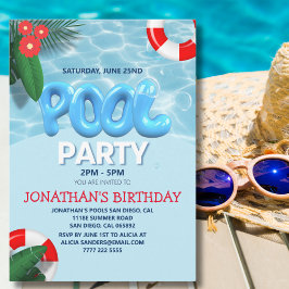 Convites Pool Party fun Summer Birthday