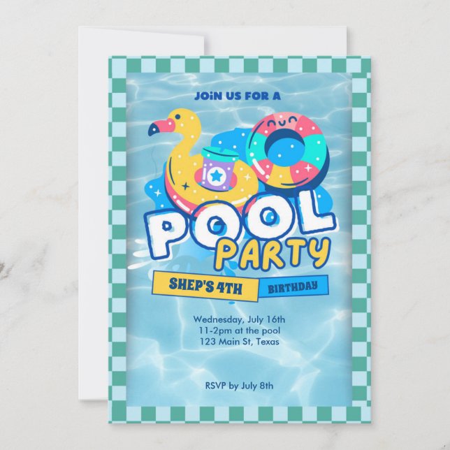 Convites pool party invitation (Frente)