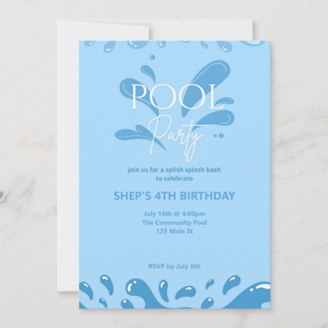 Convites pool party invitation (Frente)