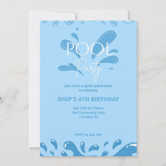 Convites pool party invitation