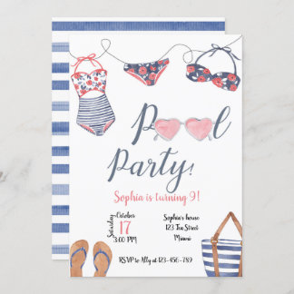 Convites Pool Party Invitation, Pool Party Invite