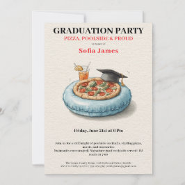 Convites Pool Party Pizza Graduation Celebration Invitation
