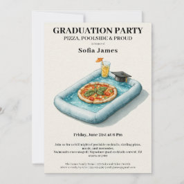 Convites Pool Party Pizza Graduation Celebration Invitation