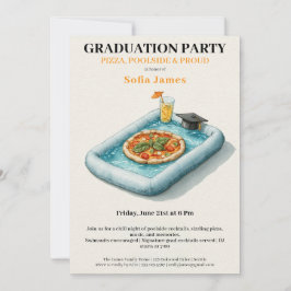 Convites Pool Party Pizza Graduation Celebration Invitation