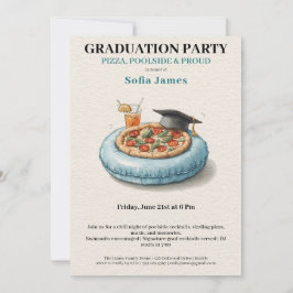 Convites Pool Party Pizza Graduation Celebration Invitation