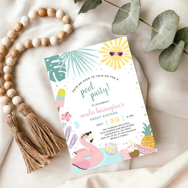 Convites Pool Party Summer Birthday Invitation (Criador carregado)