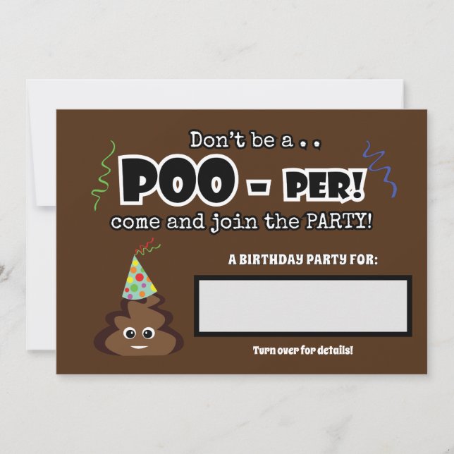 Convites PoOP emoji, crianças engraçadas e engraçadas (Frente)