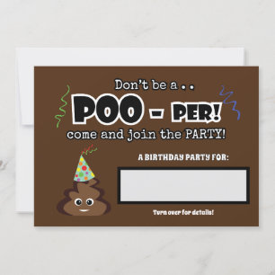 Convites PoOP emoji, crianças engraçadas e engraçadas